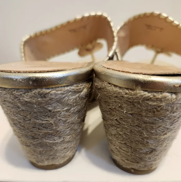 Jack Rogers “Jacks” Navajo Gold Leather Raffia Wedge Sandals Sz.8.5  Ret.$148 - Picture 8 of 9